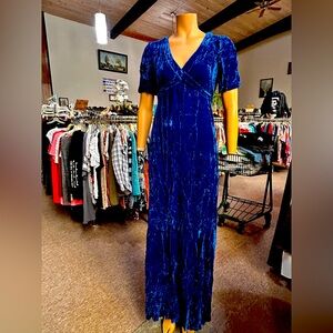 Crushed Velvet Cobalt-blue Maxi w/ajustable waist tie.